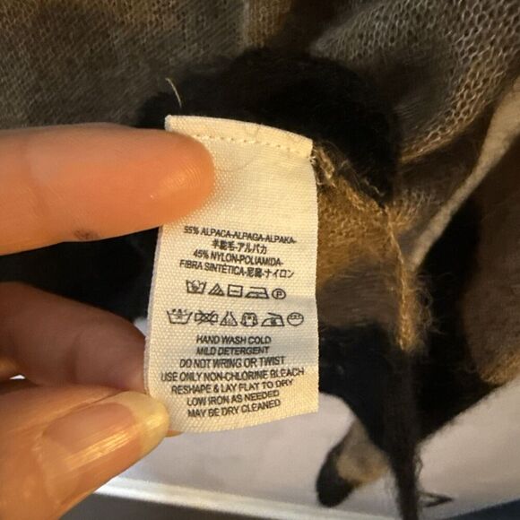 Free People Womens Lulu Sweater S Tan‎ Black Striped Cowl Neck Alpaca Wool Blend - Picture 8 of 10